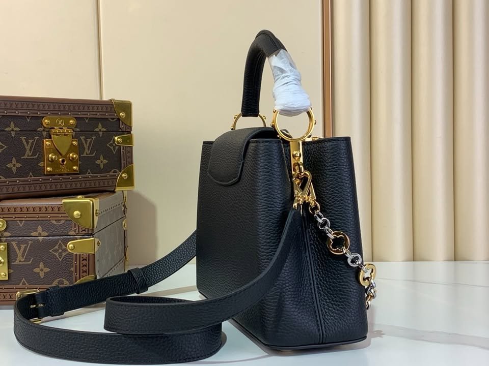 Louis Vuitton classic black round floral wreath buckle